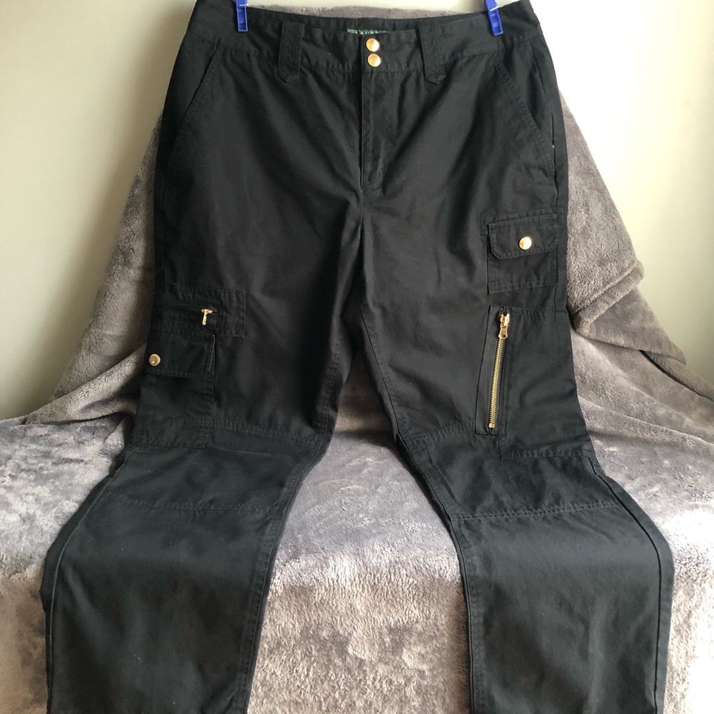 Lauren Ralph Lauren multi pocket Cargo Black pants